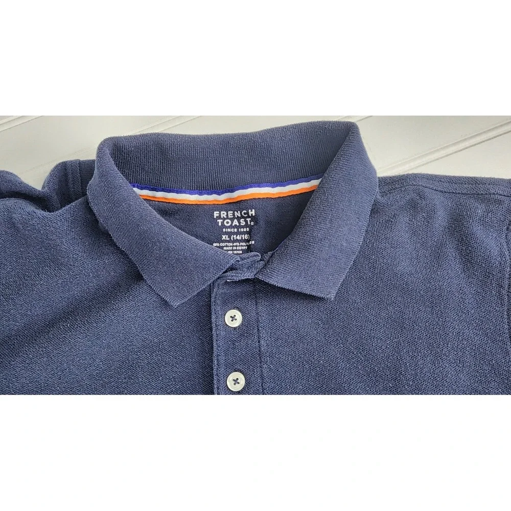 French Toast Polo Shirts Kids XL 14/16 Blue Boys Short Sleeve Polo Shirts 2 pack